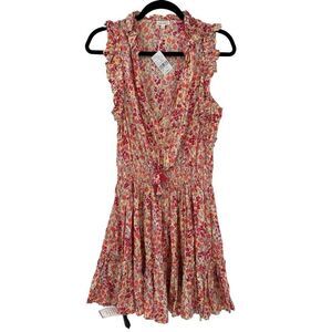 NWT Poupette St Barth Pink Floral Triny Mini Dress Size Small